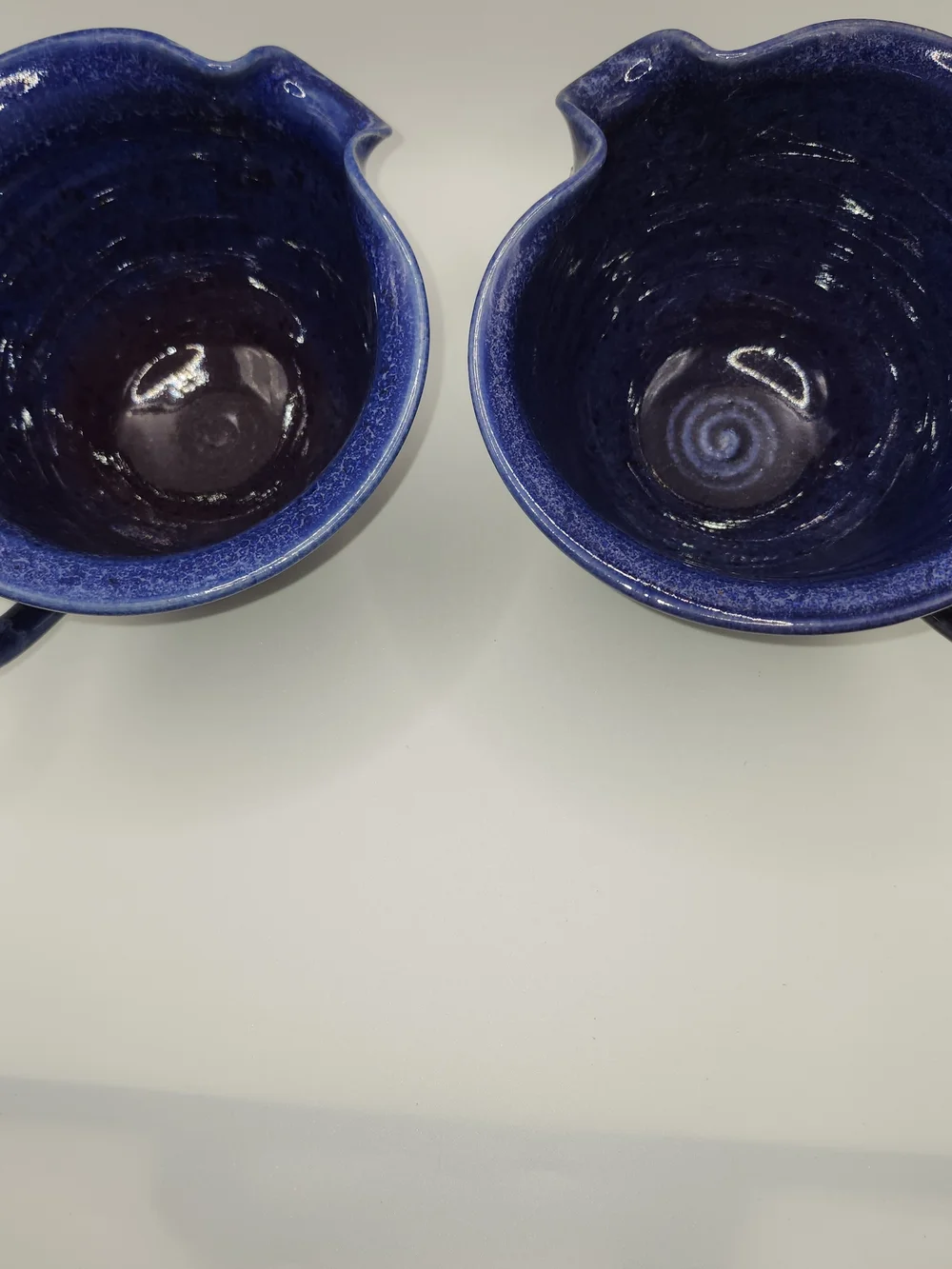 VTG Whitefish Pottery From Montana/cobalt blue glaze/single-handled batter bowls